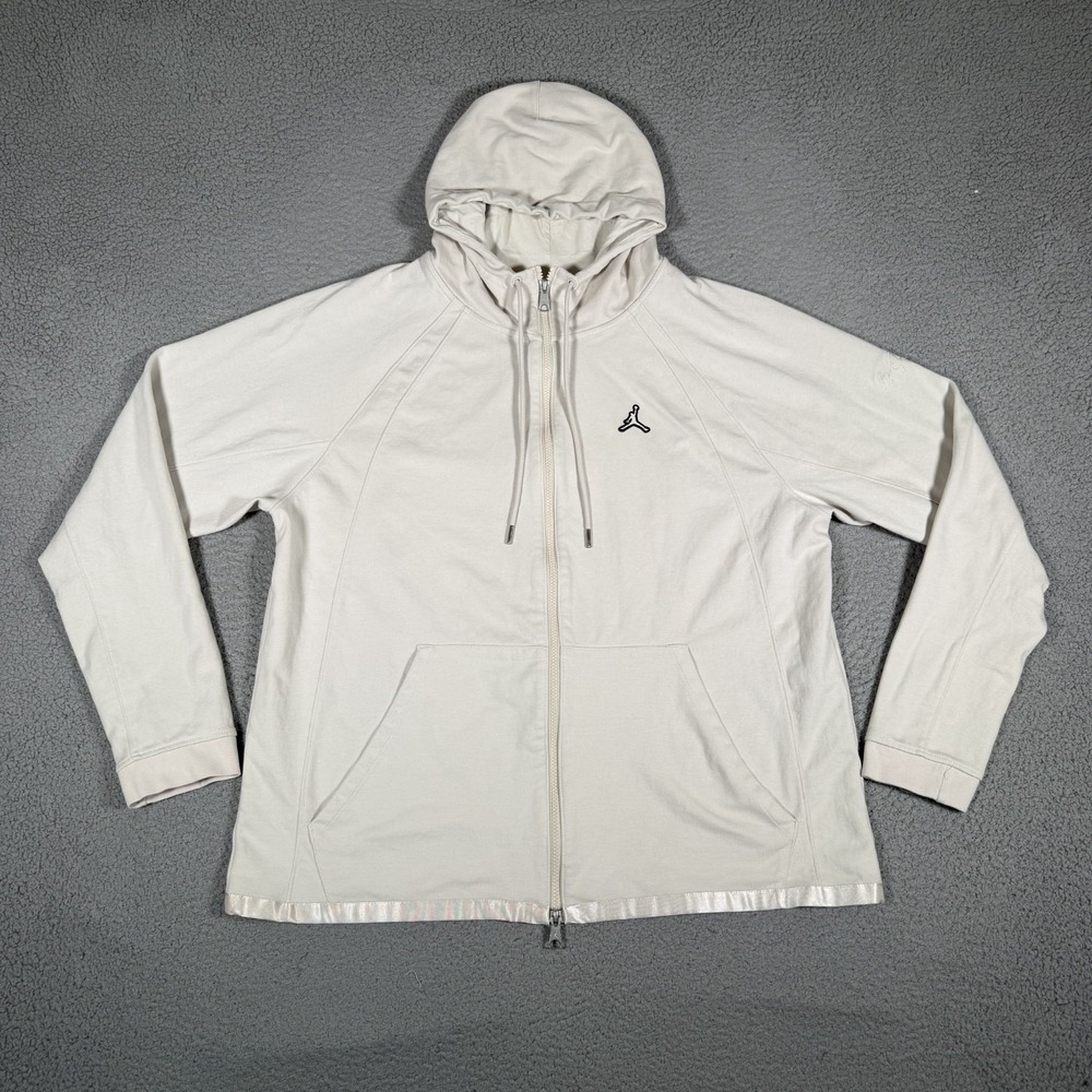 Air Jordan Hoodie Mens XL Beige Full Zip Nike Sweatshirt Casual Preppy Logo